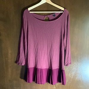 ModCloth Maroon Long Sleeve Top with Ruffle Hem, XL